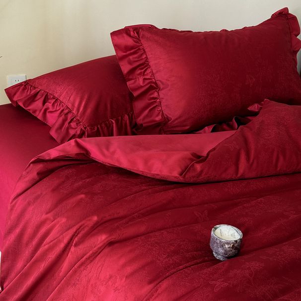 Wholesale French Princess Style Pure Jacquard With Ruffled Edges For Naked Sleep, 100-Count Long-Staple Cotton Four-Piece Set_maomaolike.com