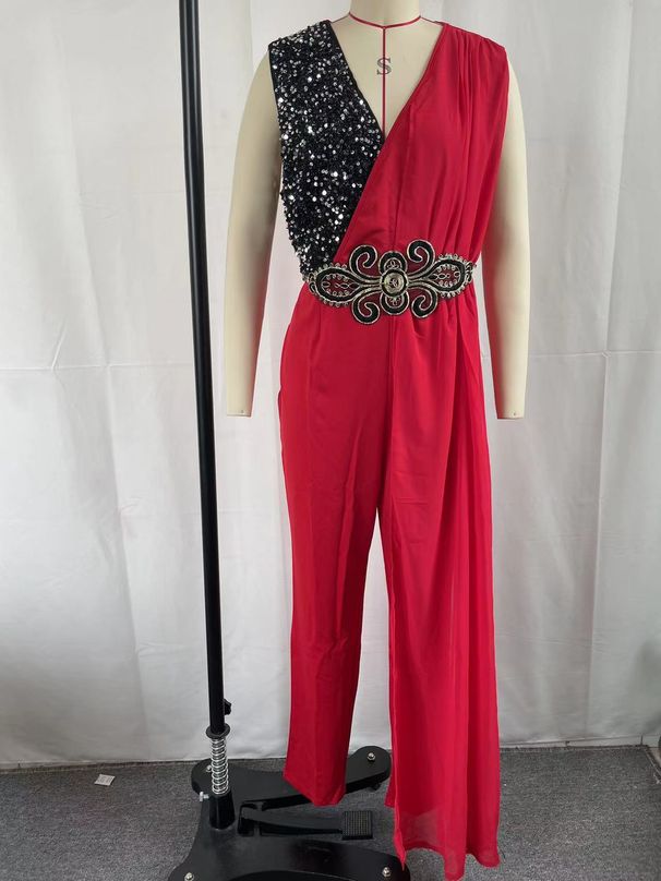 Women's Clothing Long Sleeve Lace Lace Waisted Two piece Jumpsuit_maomaolike.com