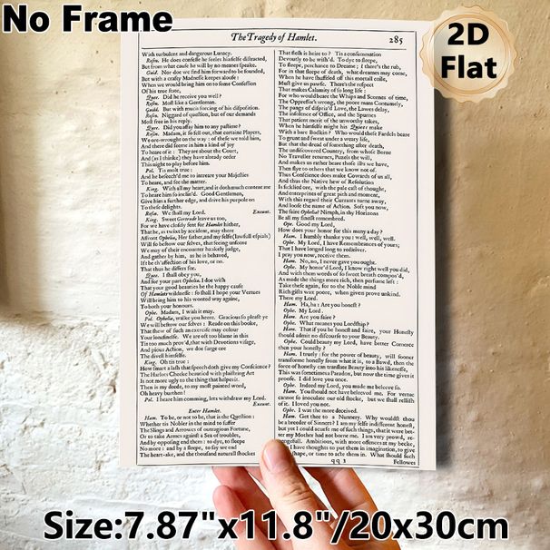 Hamlet Classic Script Painting Poster, Vintage Typographic Antique Drama Text Page Poster, Authentic Literary Excerpt Ideal For Home Study And_maomaolike.com