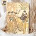 Japanese Ukiyo-e Geisha Painting Poster, Vintage Traditional Ukiyo-e Style Poster, Authentic Classic Art With Kimono-clad Figures And Cherry Blossoms_maomaolike.com