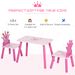 3-Piece Kids Wooden Table And Chair Set With Crown Pattern Gift For Girls Toddlers Arts Reading Writing Age 2-4 Years Pink_maomaolike.com