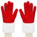 Christmas gloves Short gold silk fluff red Christmas gloves Velvet gloves_maomaolike.com