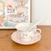 Cute Coffee Cup And Saucer Set, High-value Afternoon Tea Girl Pink Ceramic Mug, Hand-painted Ins Style_maomaolike.com