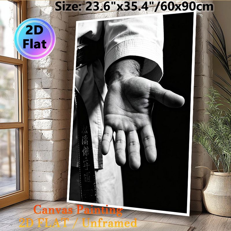 Karate Themed Painting Poster, Monochrome Close-up Of Karate Practitioner's Palm Poster, Captures Martial Arts Discipline, Ideal For Home Gym And_maomaolike.com
