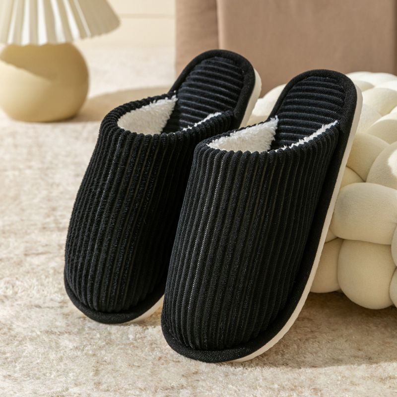 Winter Warm Plush Men Non Slip Soft Comfort Flat Heel Indoor Bedroom Couple's Slippers For Home Shoes In Autumn_maomaolike.com