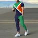 Men's Clothing casual short-sleeved suit 3D digital printing color stripes fashion short-sleeved trousers suit_maomaolike.com