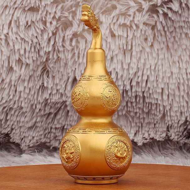 Brass Four Mythical Beasts Dragon Head Office Home Entrance Desktop Decoration Copper Gourd Metal Ornament_maomaolike.com