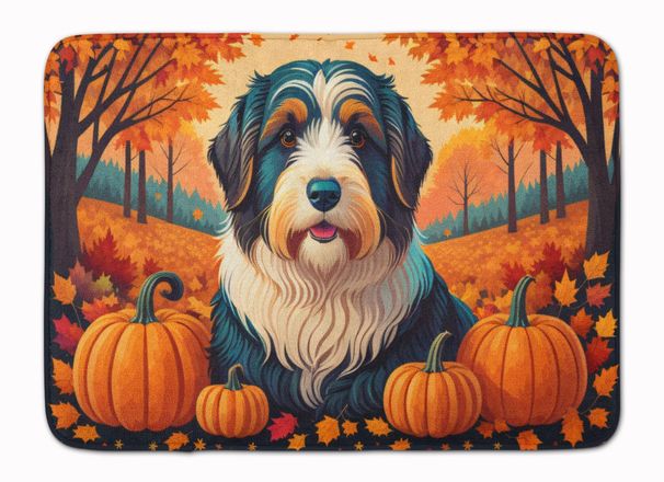 Bearded Collie Fall Memory Foam Kitchen Mat Machine Washable Anti-Fatigue Mat Cushion Comfort Bath Mat Or Kitchen Rug_maomaolike.com