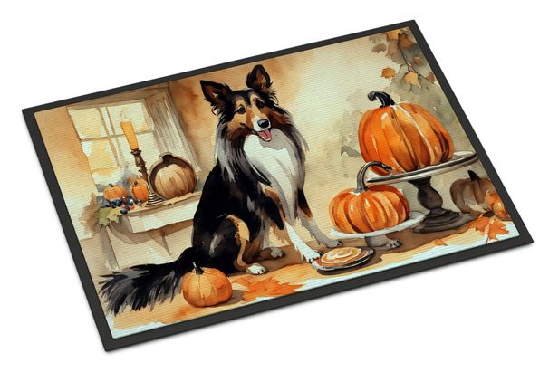 Collie Fall Kitchen Pumpkins Doormat Front Door Mat Indoor Outdoor Rugs For Entryway, Non Slip Washable Low Pile, 24H X 36W_maomaolike.com