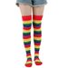 Unisex Rainbow striped socks Holiday party stockings Colorful over-the-knee stockings women's socks party stockings_maomaolike.com