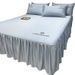 Summer Camellia Embroidery Washed Ice Silk Skirt Three-Piece Set Pillowcase Non-Slip Dustproof Single Bed Cover_maomaolike.com