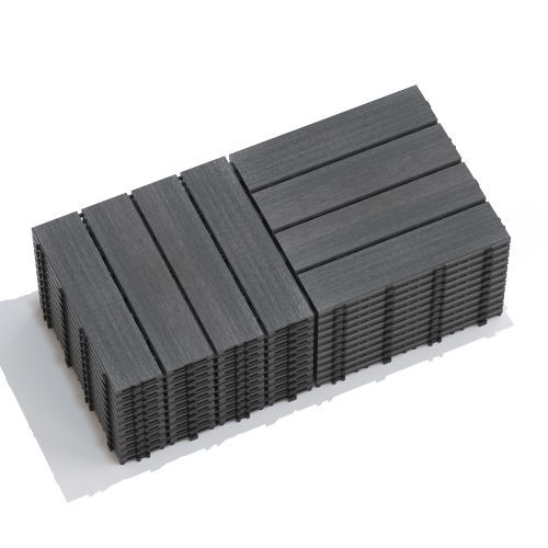 Patio Floor Tiles Pack Of 11 WPC Wood-Plastic Composite Patio Deck Tiles DIY Interlocking Decking Tiles, Quick Deck Floor Tile, Court Tile, Water Resistant Indoor Outdoor -11.8" ASH_maomaolike.com