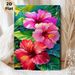 Hibiscus Themed Painting Poster, Vibrant Colorful Tropical Floral Poster, Features Vivid Hibiscus Blooms With Lush Green Foliage, Ideal For Living_maomaolike.com
