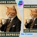 Vintage Cat & Espresso Painting Poster, Retro Nostalgic Styled Poster, Dapper Ginger Cat In Formal Suit Holding Floral Teacup With Fun Quote, Brings_maomaolike.com
