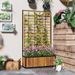 Wooden Raised Garden Bed With Trellis, Removable Pots For Backyard-Teak_maomaolike.com