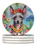 Chinese Crested Luau Large Sandstone Coasters Pack Of 4 Absorbent Round Coasters Decor Gifts For Men Or Women, 4 In, Multicolor_maomaolike.com