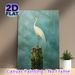 White Egret Painting Poster, Serene Realistic Art Poster, Elegant Egret Perched On Moss-covered Waterside Stump In Misty Aquatic Scene, Brings_maomaolike.com