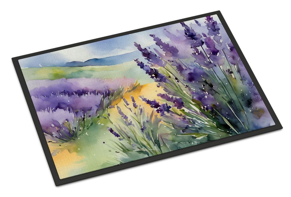 Lavender In Watercolor Doormat Front Door Mat Indoor Outdoor Rugs For Entryway, Non Slip Washable Low Pile, 24H X 36W_maomaolike.com