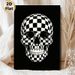 Checkered Skull Painting Poster, Sleek Black & White Checkered Pattern Skull Poster, Unique Artistic Decor Ideal For Living Room, Studio Or_maomaolike.com