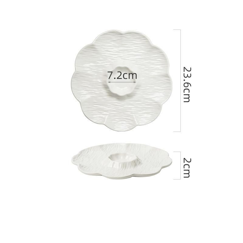 Ceramic Breakfast With Vinegar Dish Sushi Dumpling Snack High-end Divided Plate_maomaolike.com