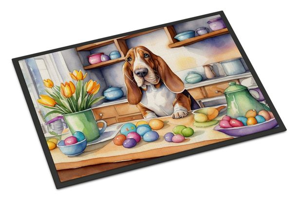 Decorating Easter Basset Hound Doormat Front Door Mat Indoor Outdoor Rugs For Entryway, Non Slip Washable Low Pile, 24H X 36W_maomaolike.com