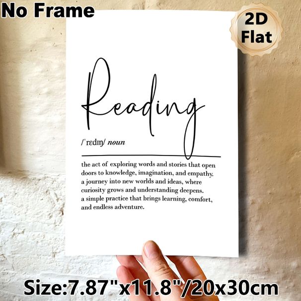 Reading Definition Painting Poster, Minimalist Elegant Typographic Poster, Inspirational Literary-themed Decor Ideal For Library, Study Room And_maomaolike.com