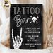 Tattoo Bar Themed Painting Poster, Dark Watercolor Style Skull & Skeleton Hand Poster, With Clear Tattoo Application Steps, Ideal For Party, Tattoo_maomaolike.com