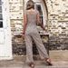 Printed fashion pants with straight tube leopard print jumpsuit_maomaolike.com