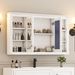 47 Inch Bathroom Mirror Cabinet With Storage, Adjustable Shelf And Open Shelves, Wall Mounted Medicine Cabinet For Bathroom, Bedroom, Vanity_maomaolike.com