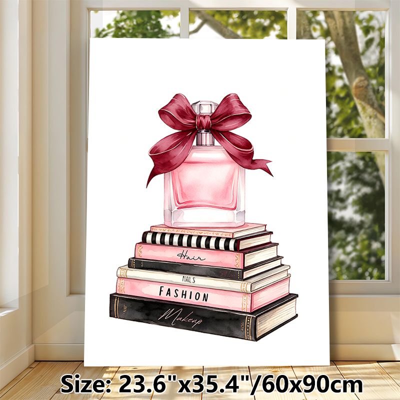 Fashion & Perfume Themed Painting Poster, Delicate Watercolor Style Glamorous Perfume & Fashion-themed Stacked Pieces Poster, Elegant Chic Decor For_maomaolike.com