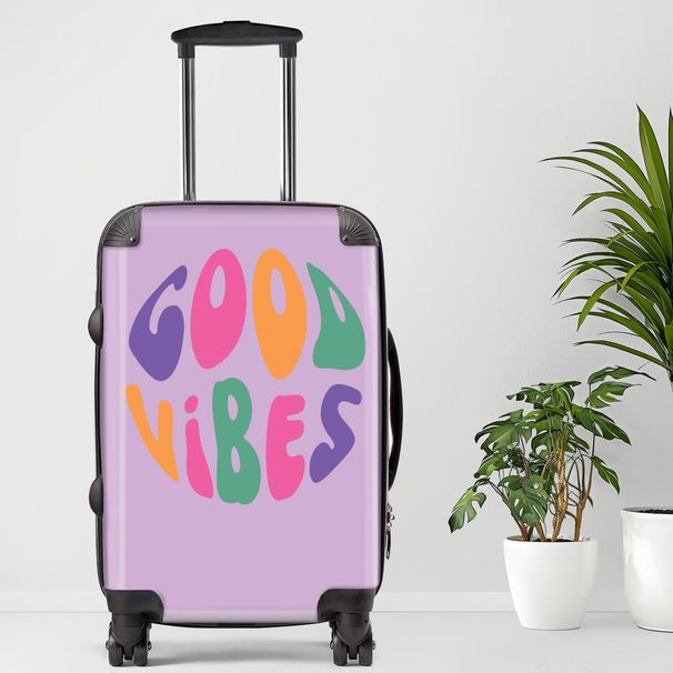 Good Vibes Luggage, 20/24/28 Inch Luggage, Carry-On, Custom Luggage, Luggage Set, Suitcase, Travel, Vacation, Cabin Suitcase, Custom Suitcase, Personalized Luggage_maomaolike.com