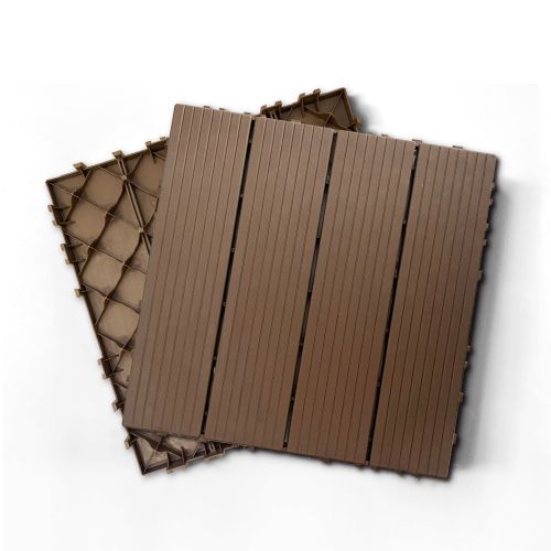 Plastic Composite Deck Tiles Set Of 35pcs, Composite Decking Resist Rust, Water, Weather, Indoor&Outdoor, Easy To DIY & Maintain, Ideal For Patios, Balconies, Rooftops, Decks, 12x12in_maomaolike.com
