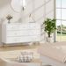 7 Drawer Dresser For Bedroom, Storage Cabinet With Golden Handles, Modern Closet Of Drawers For Living Room_maomaolike.com