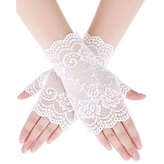 Unisex Lace gloves for women half fingerless short sailor dance driving sun protection UV protection scar cover gloves_maomaolike.com