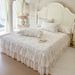 Princess Style Floral Cotton Lace Quilted Single Sheet With Edge All-Season Bed Skirt Cover_maomaolike.com