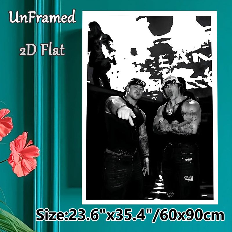 Muscular Tattooed Men Painting Poster, Monochrome Bold Portrait Poster, Edgy Dynamic Design Brings Striking Vibe, Ideal For Gym, Living Room Wall_maomaolike.com