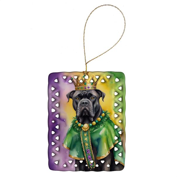 Cane Corso King Of Mardi Gras Porcelain Ornament Christmas Tree Hanging Decorations For Home Christmas Holiday, Rectangle, Gift, Multicolor_maomaolike.com
