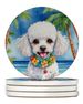 White Poodle Luau Large Sandstone Coasters Pack Of 4 Absorbent Round Coasters Decor Gifts For Men Or Women, 4 In, Multicolor_maomaolike.com