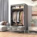 Portable Clothes Closet Rolling Door Wardrobe With Hanging Rack Non-Woven Fabric Storage Organizer With Three Drawer Boxes No-Tool Assembly - 67in*35.4in*17.7in(Gray)_maomaolike.com