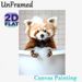 Red Panda Bathing Painting Poster, Cute Realistic Fluffy Red Panda With Bath Bubbles In Bathtub Poster, Brings Playful Warm Ambiance, Ideal For_maomaolike.com