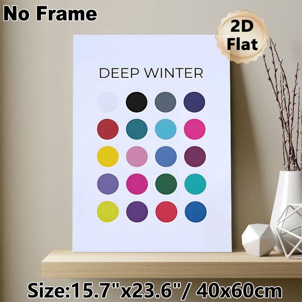 Deep Winter Color Palette Painting Poster, Vibrant Minimalist Color Dot Poster, Practical Color Reference Ideal For Home Studio, Fashion Workspace_maomaolike.com