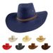 Unisex Western suede cowboy hat Ethnic style retro knight top hat jazz hat_maomaolike.com