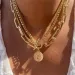 Vintage Punk Gold-plate Thick Chain Head Portrait Coin Pendant Necklace For Women Fashion Multilevel Geometric Hip Hop_maomaolike.com