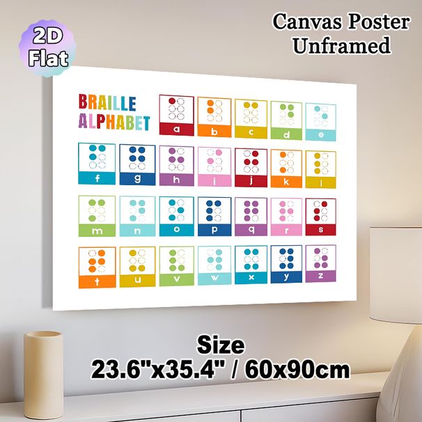 Braille Alphabet Painting Poster, Vibrant Color-coded Braille Chart Poster, Clear Braille Learning Reference Suitable For Educational Spaces, Home_maomaolike.com