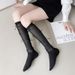 Unisex Solid color multi-bow ballet style calf socks Socks for women thin cute Lolita knee-length lace socks_maomaolike.com