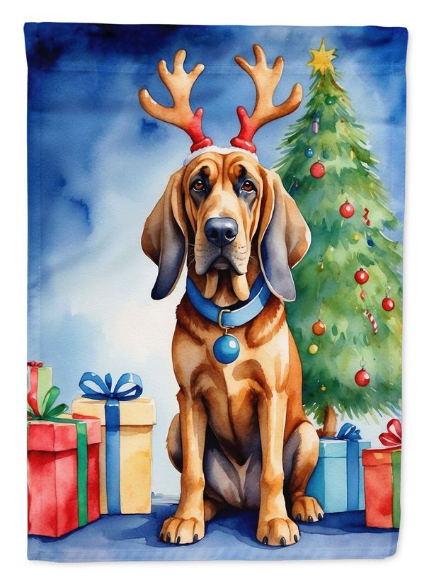 Bloodhound Christmas Reindeer House Flag Large Porch Sleeve Pole Decorative Outside Yard Banner Artwork Wall Hanging, Polyester, House Size, Multicolor_maomaolike.com