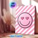 Heart-eyed Smiley Painting Poster, Pastel Pink Cute Smiley With Heart-shaped Eyes Poster, Cheerful Playful Design Adds Warm Touch For Bedroom, Living_maomaolike.com
