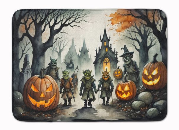 Orcs Spooky Halloween Memory Foam Kitchen Mat Machine Washable Anti-Fatigue Mat Cushion Comfort Bath Mat Or Kitchen Rug_maomaolike.com