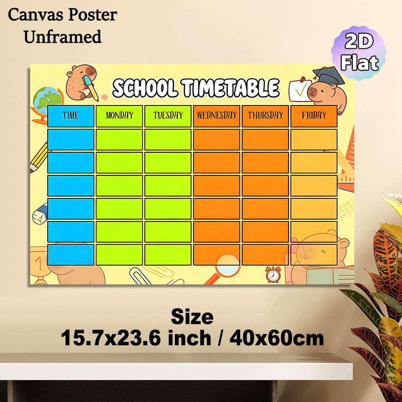 School Timetable Painting Poster, Cute Cartoon Capybara Themed Colorful Poster, Assists In Arranging Weekly Class Plans, Suitable For Classrooms And_maomaolike.com