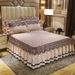 European Velvet Skirt Single Piece Warm Lace Cover Three-Piece Winter 1.8m Solid Color Bed Set Bedding_maomaolike.com